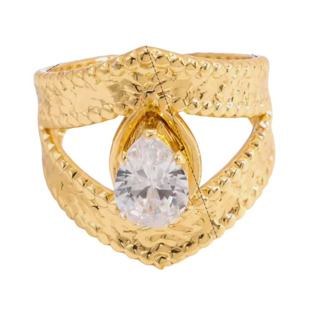 Cz Chevron Adjustable Ring Stainless Steel